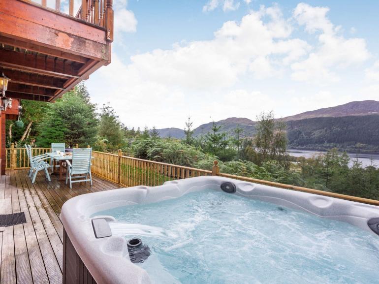 Veranda view from Loch Ness view lodge with great views of woodland and loch ness itself